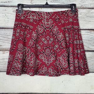 Aeropostale Women’s Skater Skirt Red Black White Boho Print Size L